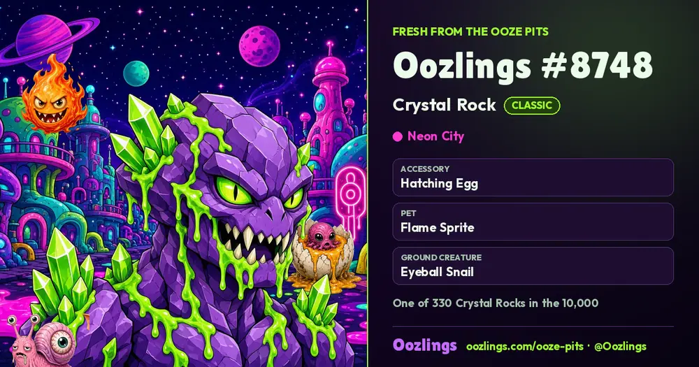 Oozlings #8748, a Classic Crystal Rock in Neon City