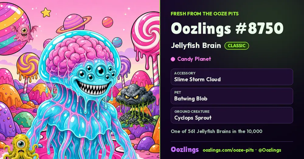 Oozlings #8750, a Classic Jellyfish Brain in Candy Planet