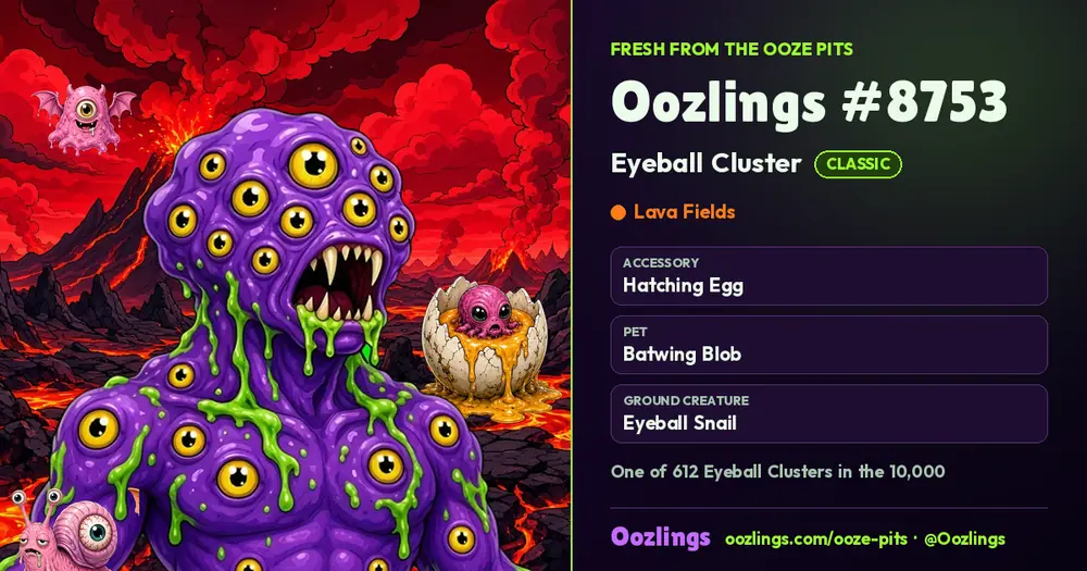 Oozlings #8753, a Classic Eyeball Cluster in Lava Fields