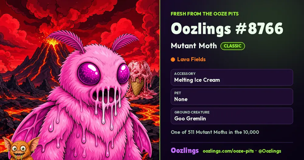 Oozlings #8766, a Classic Mutant Moth in Lava Fields