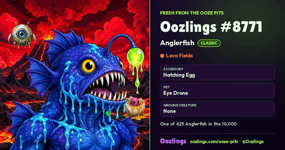 Oozlings #8771, a Classic Anglerfish in Lava Fields