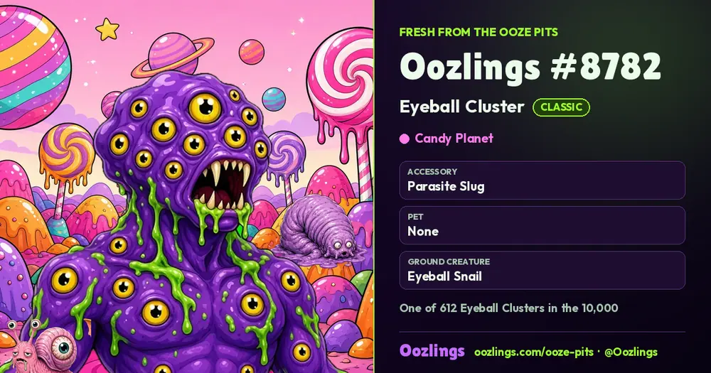 Oozlings #8782, a Classic Eyeball Cluster in Candy Planet