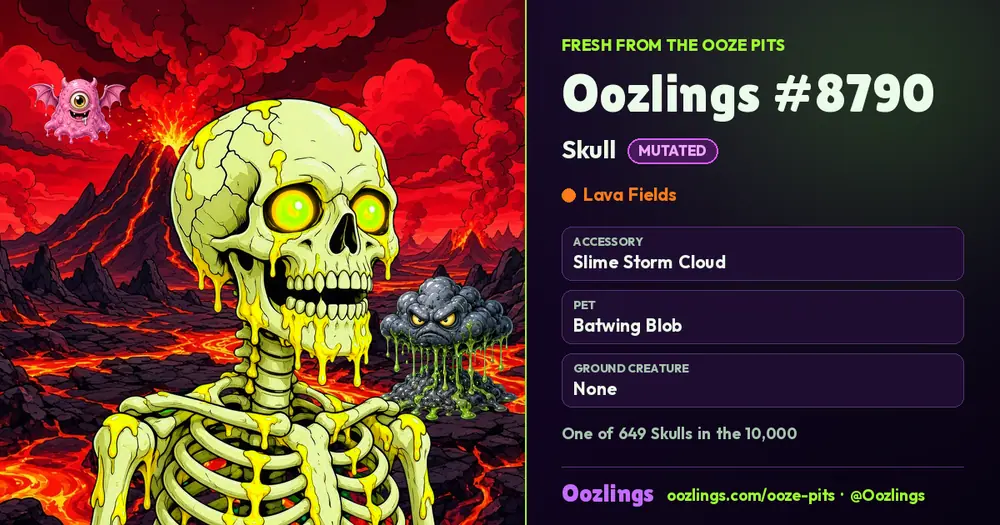 Oozlings #8790, a Mutated Skull in Lava Fields