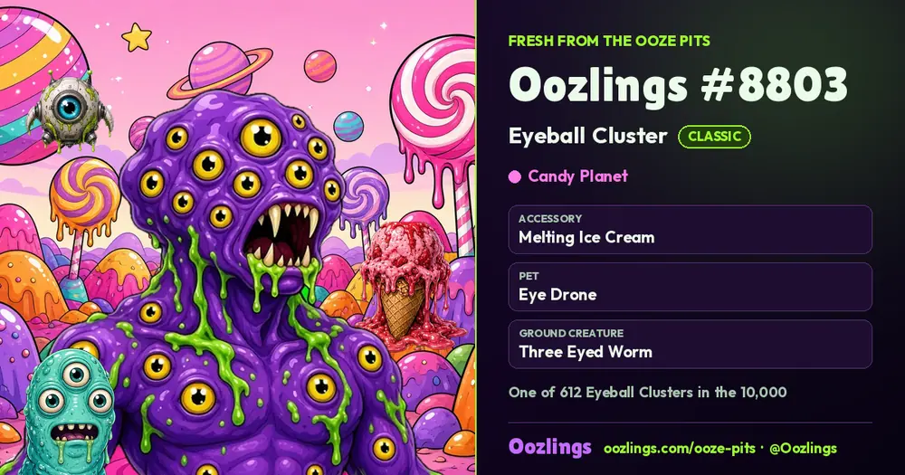 Oozlings #8803, a Classic Eyeball Cluster in Candy Planet