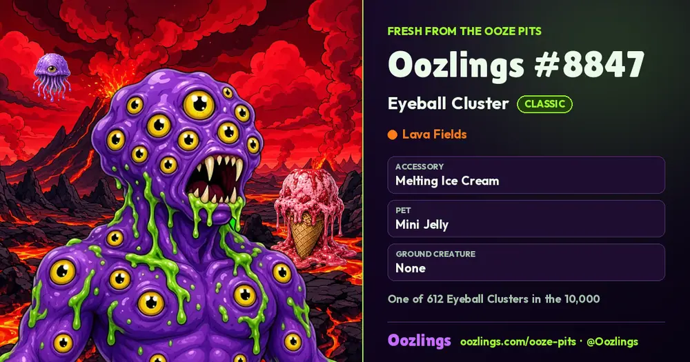 Oozlings #8847, a Classic Eyeball Cluster in Lava Fields