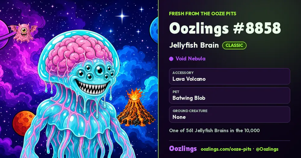 Oozlings #8858, a Classic Jellyfish Brain in Void Nebula