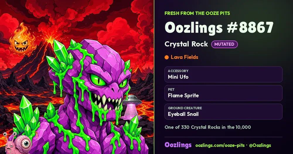 Oozlings #8867, a Mutated Crystal Rock in Lava Fields