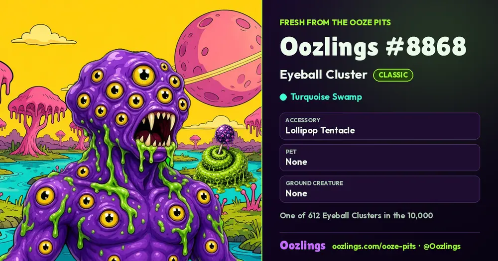 Oozlings #8868, a Classic Eyeball Cluster in Turquoise Swamp