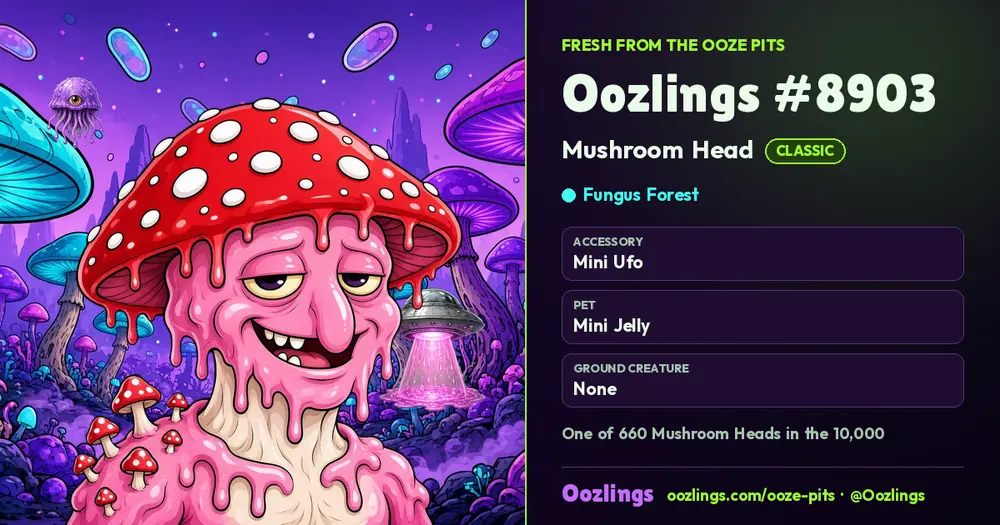 Oozlings #8903, a Classic Mushroom Head in Fungus Forest