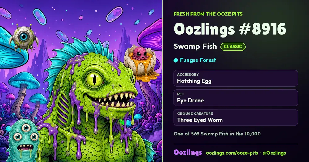 Oozlings #8916, a Classic Swamp Fish in Fungus Forest