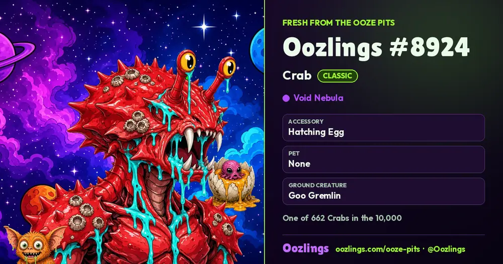 Oozlings #8924, a Classic Crab in Void Nebula