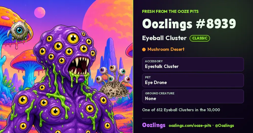 Oozlings #8939, a Classic Eyeball Cluster in Mushroom Desert
