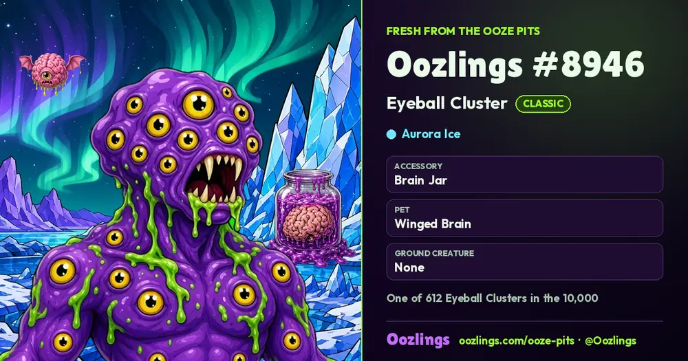 Oozlings #8946, a Classic Eyeball Cluster in Aurora Ice