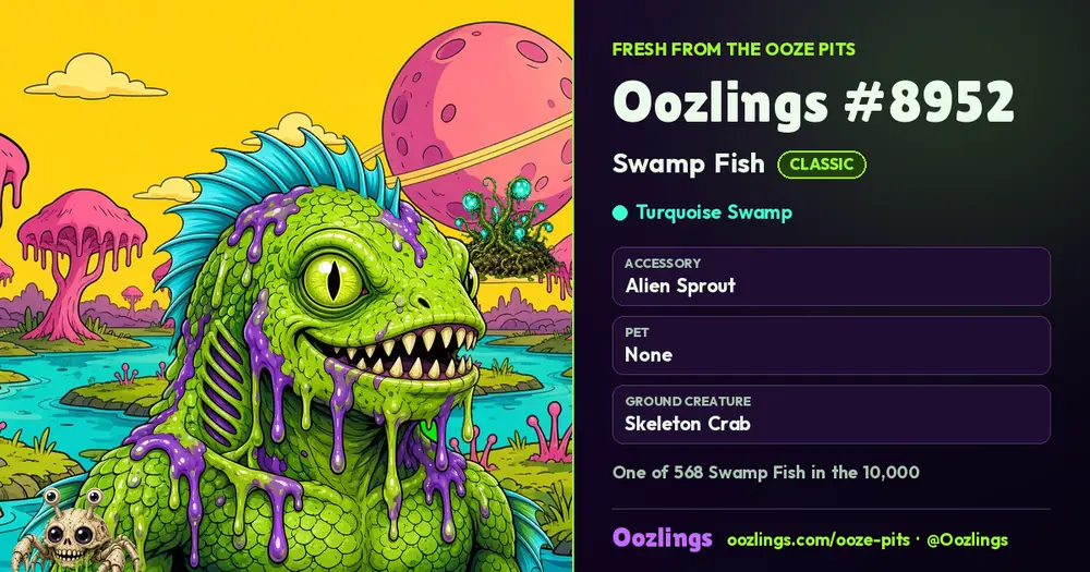 Oozlings #8952, a Classic Swamp Fish in Turquoise Swamp