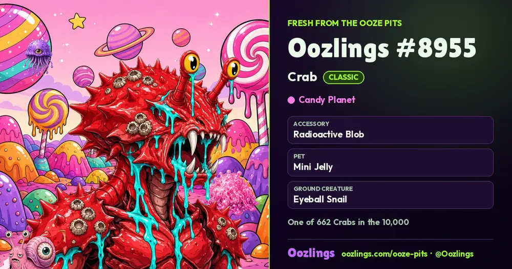 Oozlings #8955, a Classic Crab in Candy Planet