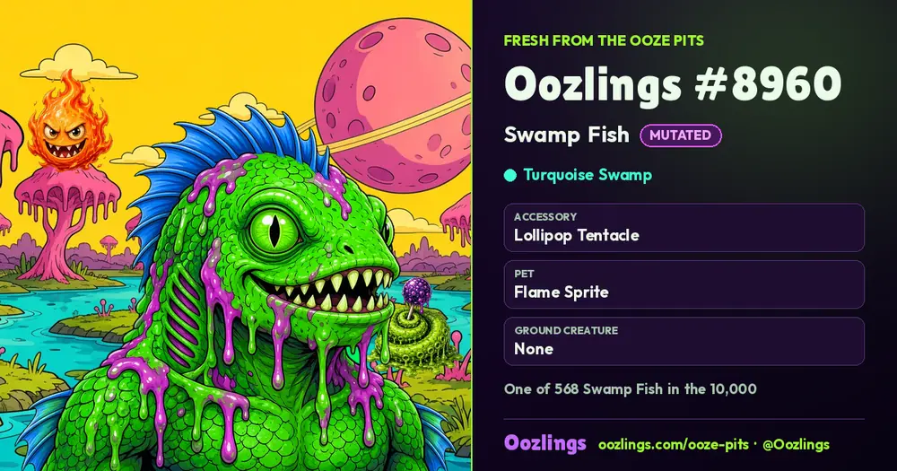 Oozlings #8960, a Mutated Swamp Fish in Turquoise Swamp