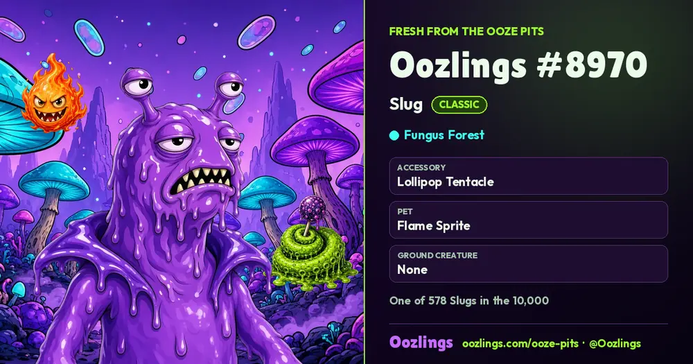 Oozlings #8970, a Classic Slug in Fungus Forest