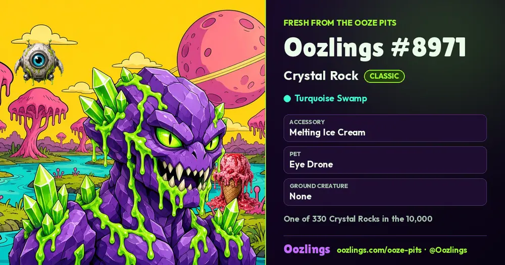 Oozlings #8971, a Classic Crystal Rock in Turquoise Swamp