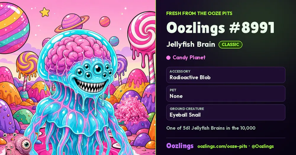 Oozlings #8991, a Classic Jellyfish Brain in Candy Planet