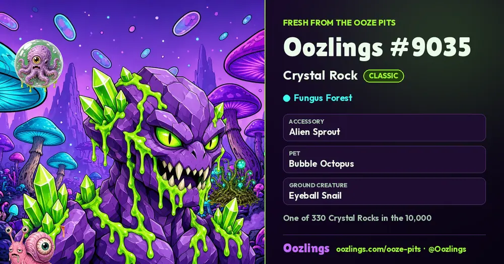 Oozlings #9035, a Classic Crystal Rock in Fungus Forest
