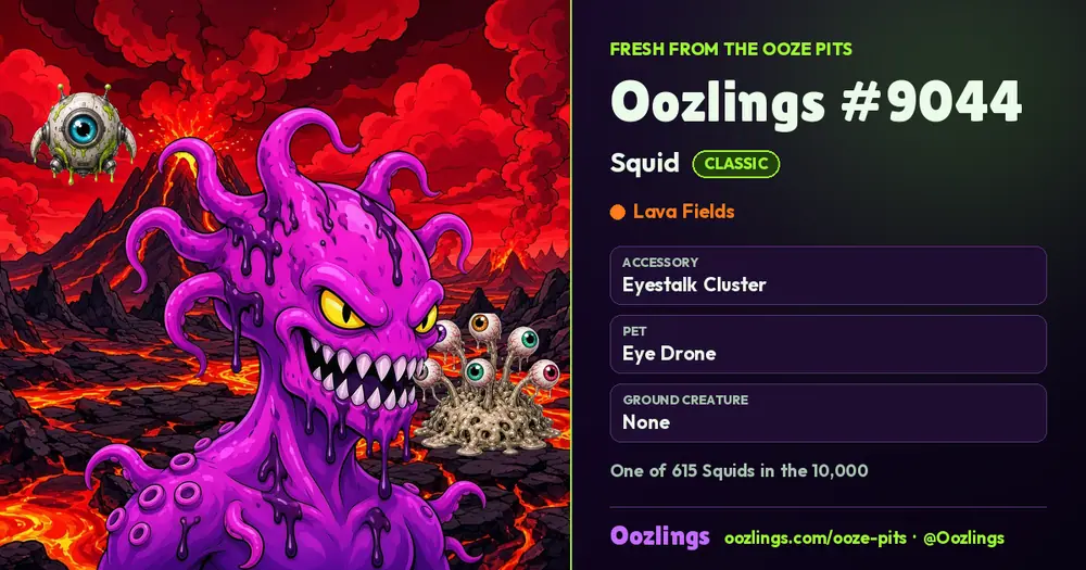 Oozlings #9044, a Classic Squid in Lava Fields