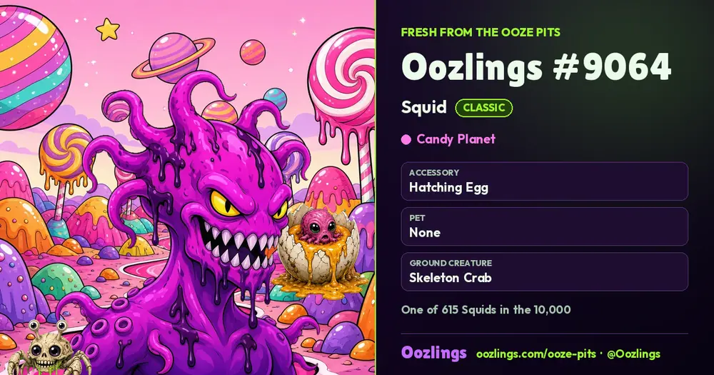 Oozlings #9064, a Classic Squid in Candy Planet