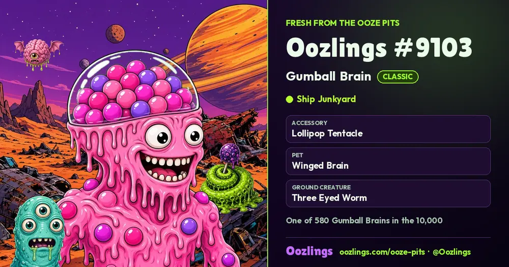 Oozlings #9103, a Classic Gumball Brain in Ship Junkyard
