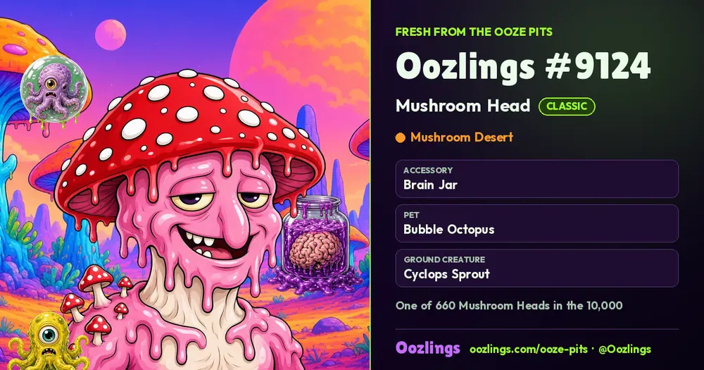 Oozlings #9124, a Classic Mushroom Head in Mushroom Desert