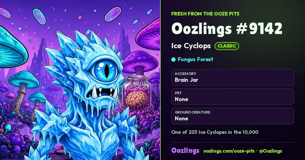 Oozlings #9142, a Classic Ice Cyclops in Fungus Forest