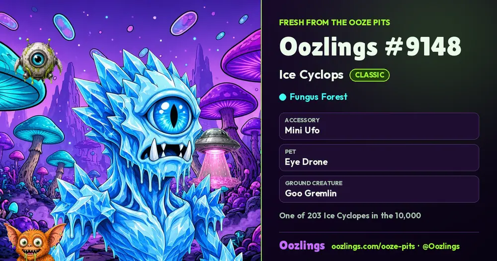 Oozlings #9148, a Classic Ice Cyclops in Fungus Forest