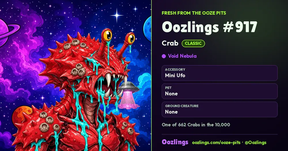 Oozlings #917, a Classic Crab in Void Nebula