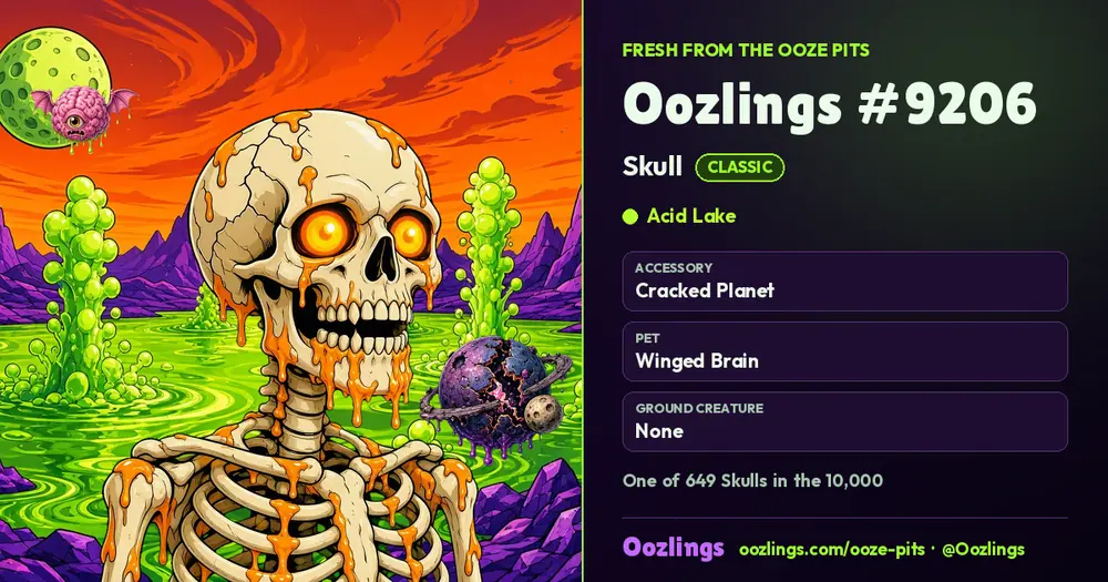 Oozlings #9206, a Classic Skull in Acid Lake