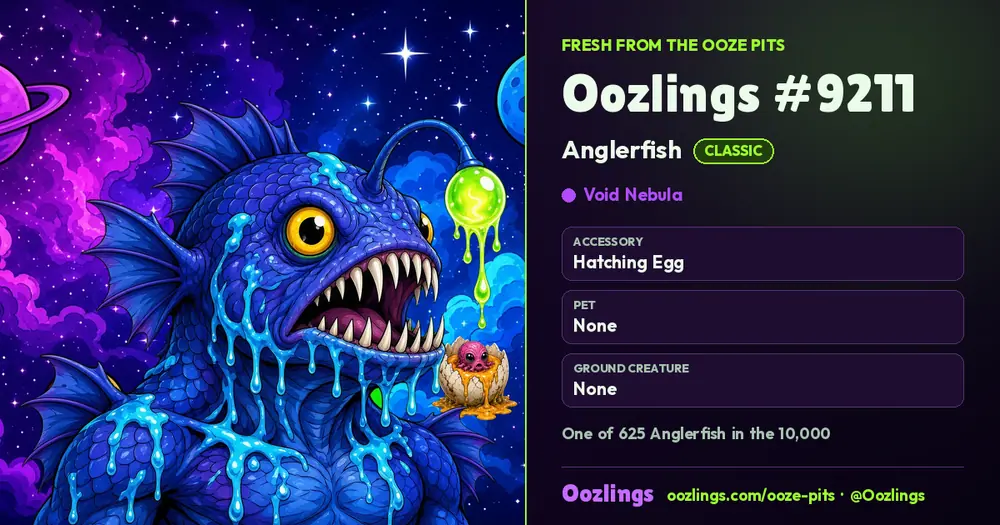 Oozlings #9211, a Classic Anglerfish in Void Nebula