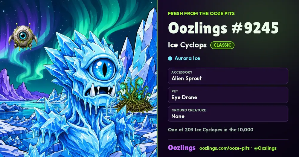 Oozlings #9245, a Classic Ice Cyclops in Aurora Ice