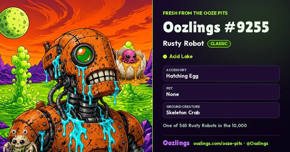 Oozlings #9255, a Classic Rusty Robot in Acid Lake