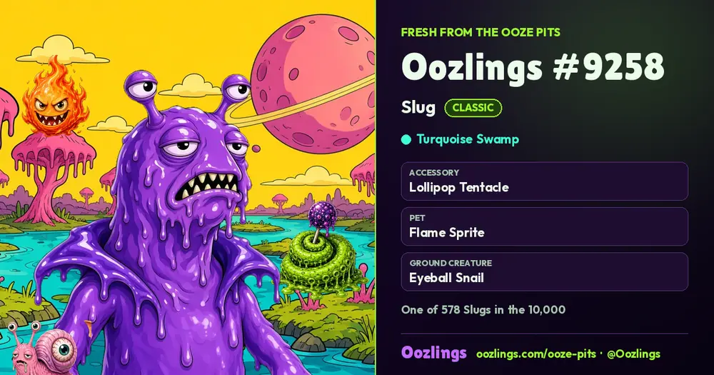 Oozlings #9258, a Classic Slug in Turquoise Swamp