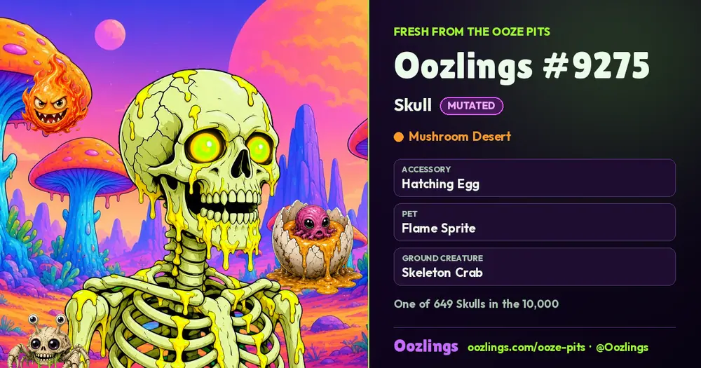 Oozlings #9275, a Mutated Skull in Mushroom Desert