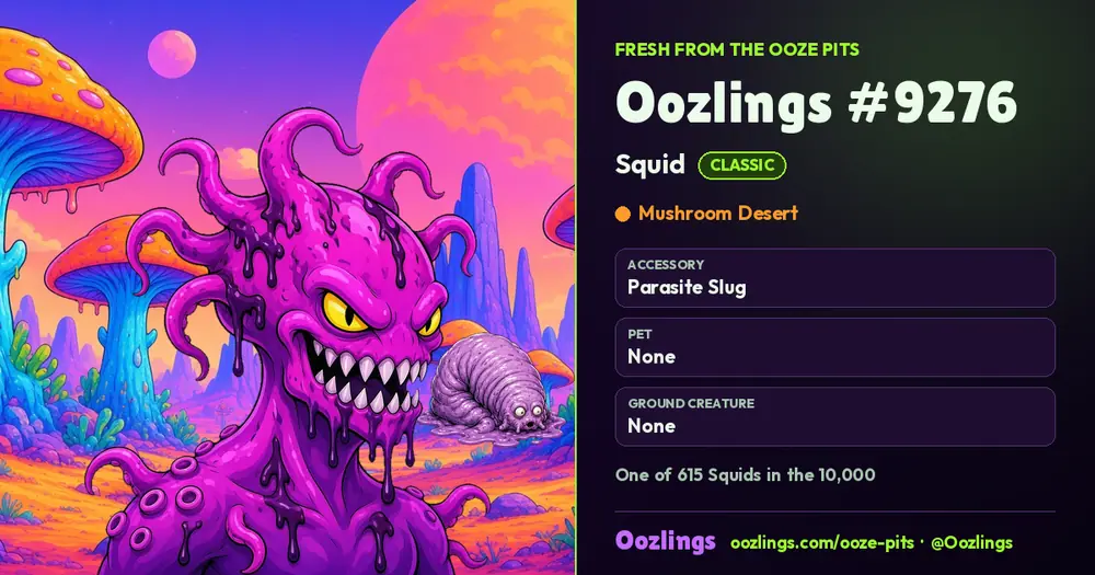 Oozlings #9276, a Classic Squid in Mushroom Desert