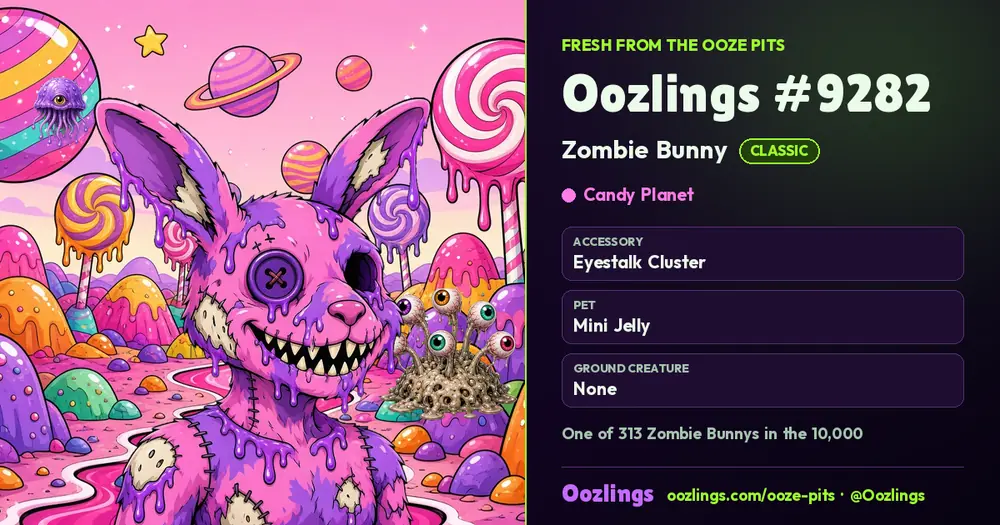 Oozlings #9282, a Classic Zombie Bunny in Candy Planet