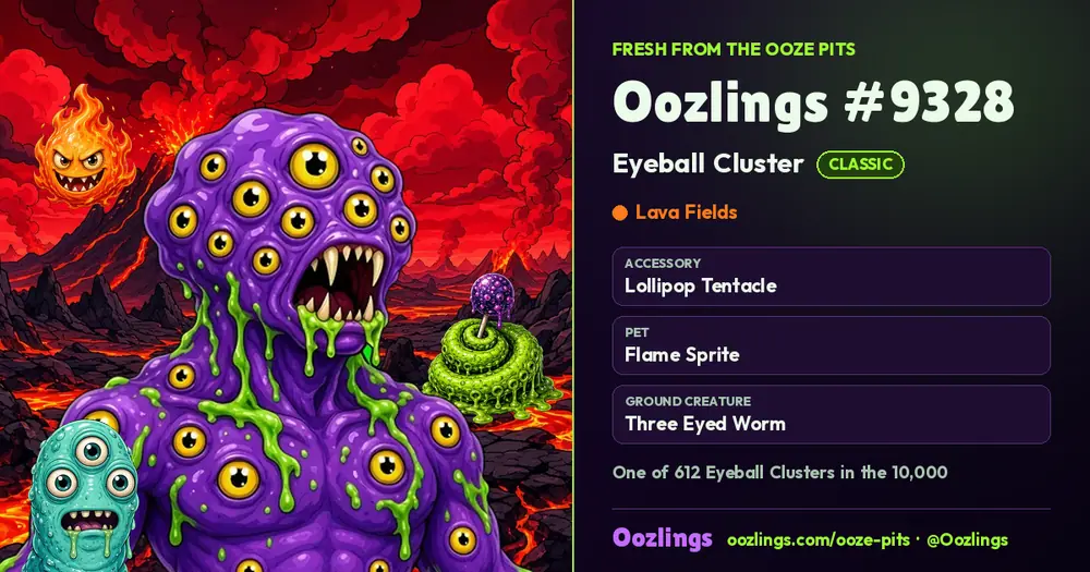 Oozlings #9328, a Classic Eyeball Cluster in Lava Fields