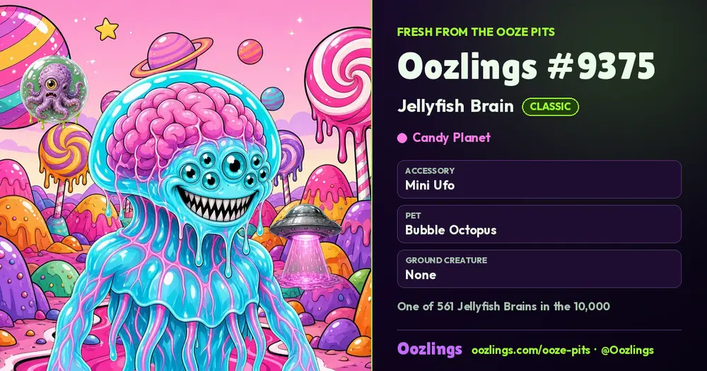 Oozlings #9375, a Classic Jellyfish Brain in Candy Planet