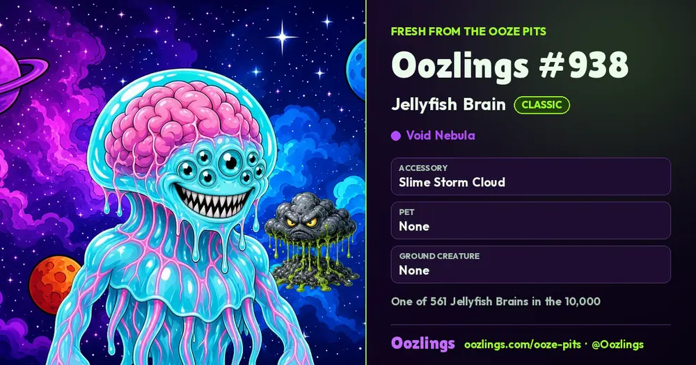 Oozlings #938, a Classic Jellyfish Brain in Void Nebula