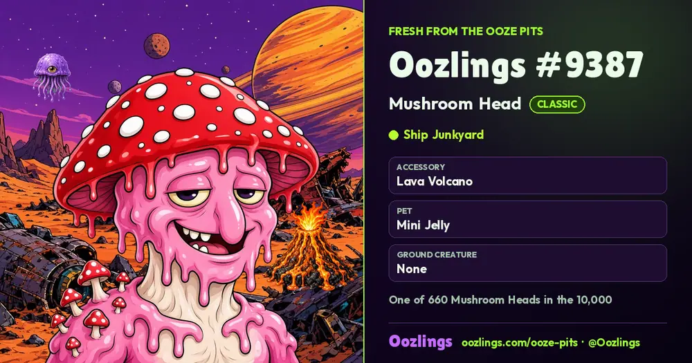 Oozlings #9387, a Classic Mushroom Head in Ship Junkyard
