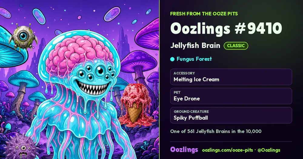Oozlings #9410, a Classic Jellyfish Brain in Fungus Forest