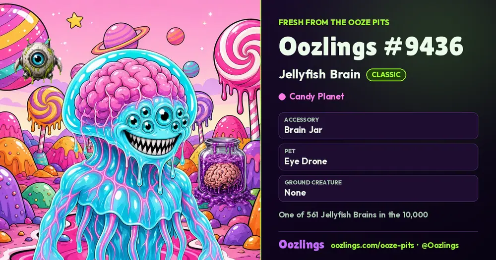 Oozlings #9436, a Classic Jellyfish Brain in Candy Planet
