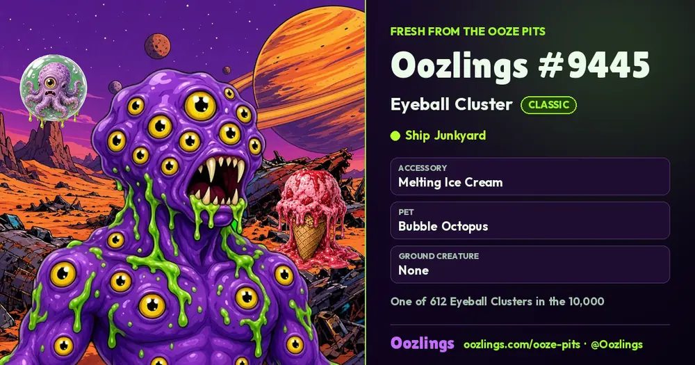 Oozlings #9445, a Classic Eyeball Cluster in Ship Junkyard