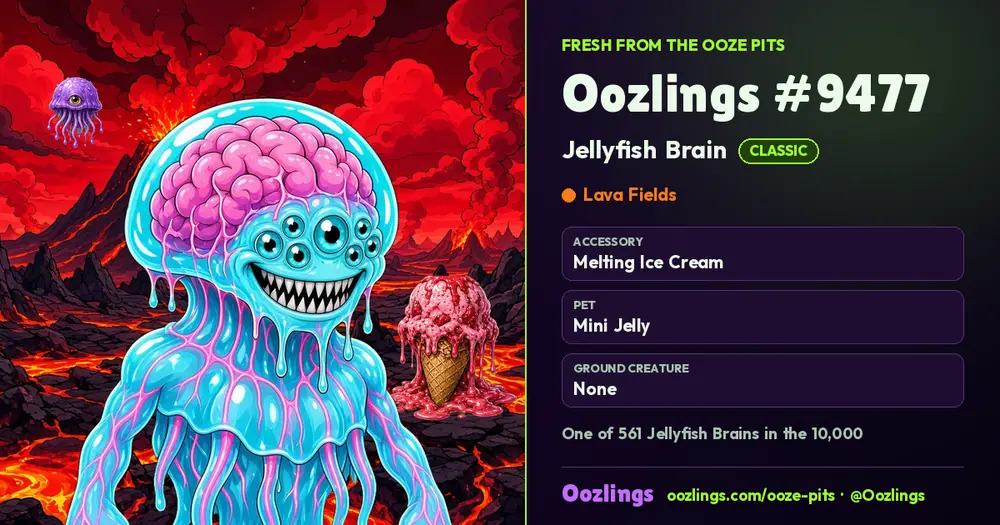 Oozlings #9477, a Classic Jellyfish Brain in Lava Fields