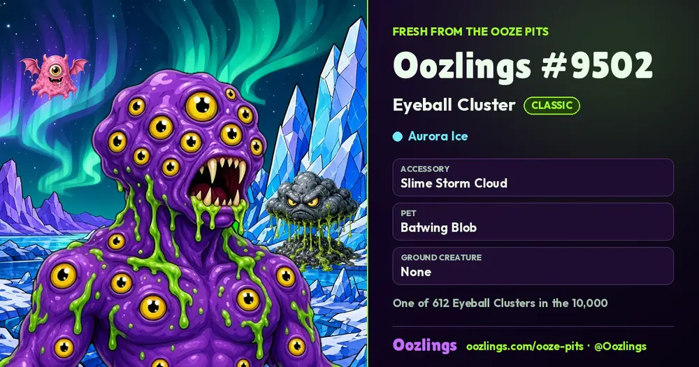 Oozlings #9502, a Classic Eyeball Cluster in Aurora Ice