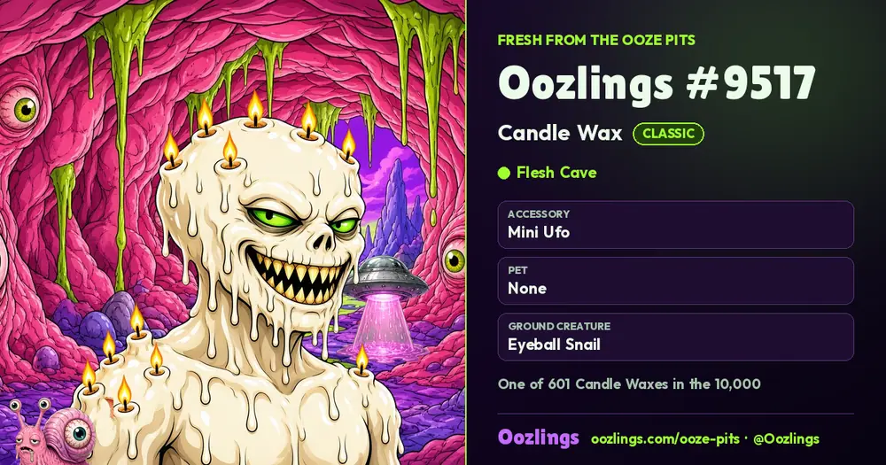 Oozlings #9517, a Classic Candle Wax in Flesh Cave