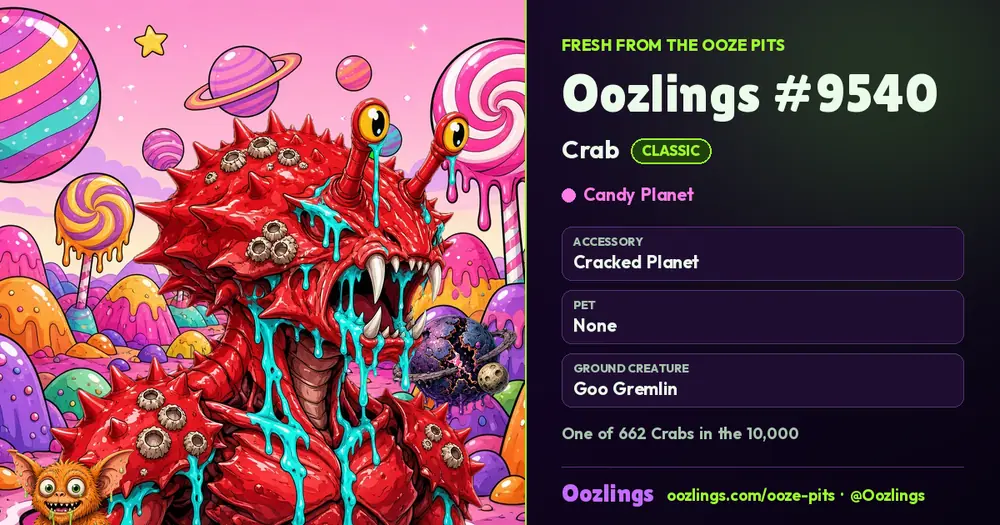 Oozlings #9540, a Classic Crab in Candy Planet